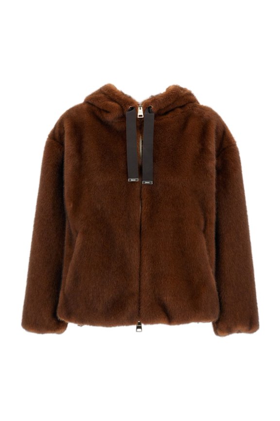 Soft Faux Fur Short Bomber Jacket With Adjustable Hem (Women's)