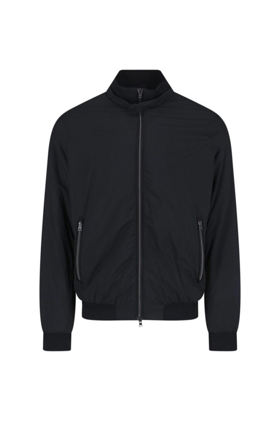 Sleek Black Minimalist Jacket With High Collar (Men's)