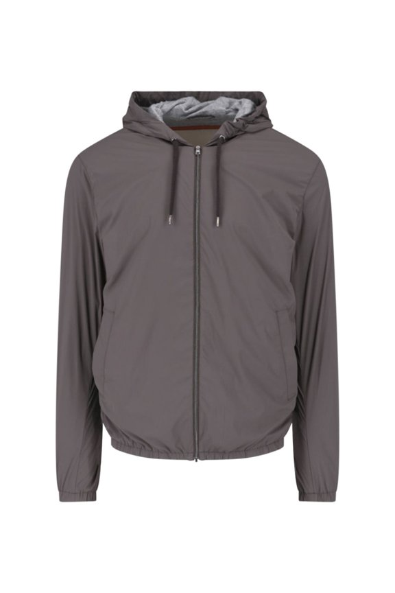Technical Fabric Hooded Jacket With Adjustable Drawstrings (Men's)