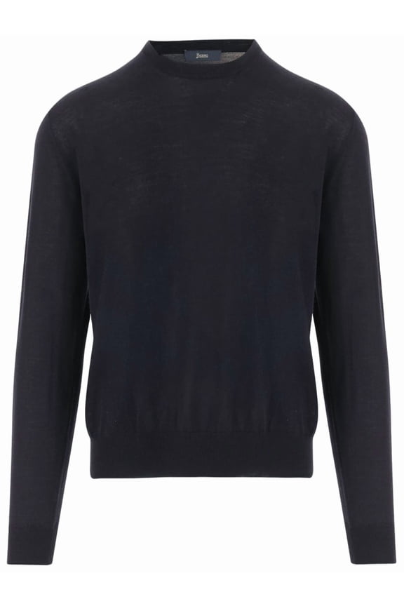 Dark Navy Wool-Silk Blend Sweater (Men's)