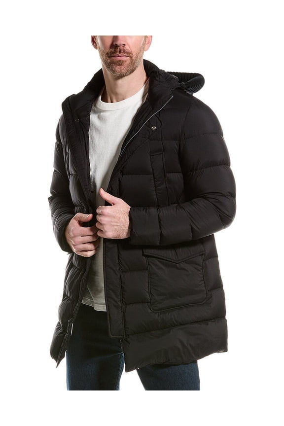 mens  Medium Wool-Trim Down Jacket, 44, Black