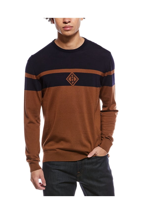 mens Wool Crewneck Sweater, 44, Brown
