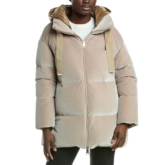 Herno womens  Velvet Down Jacket, 40, Grey