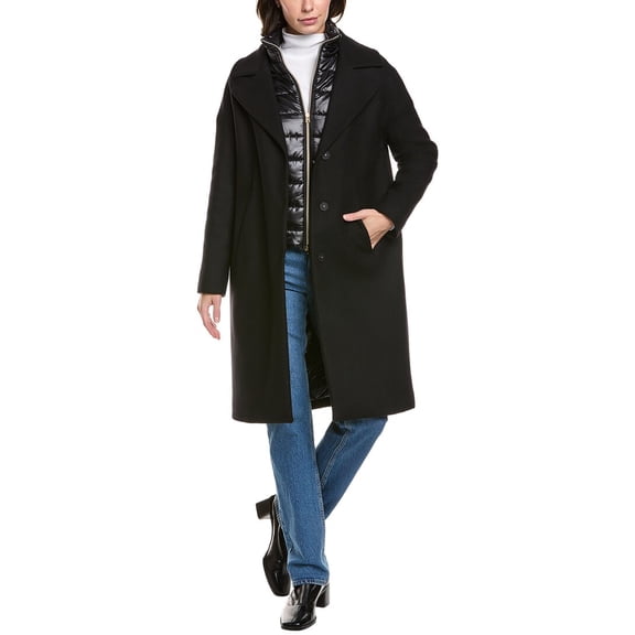 Herno womens Wool-Blend Coat, 44, Black