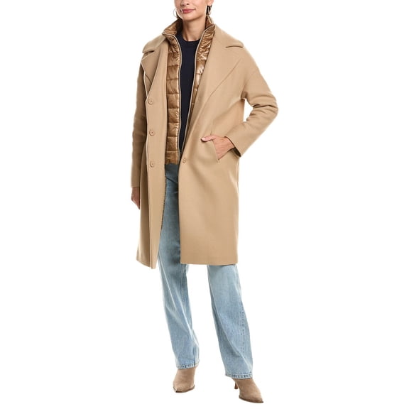 Herno womens Wool-Blend Coat, 50, Beige