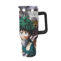 My Hero Academia 40 Oz Tumbler with Handle And Straw, Vacuum Insulated Stainless Steel Double Wall Water Bottle Travel Coffee Mug, Gifts for Women Boys Girls