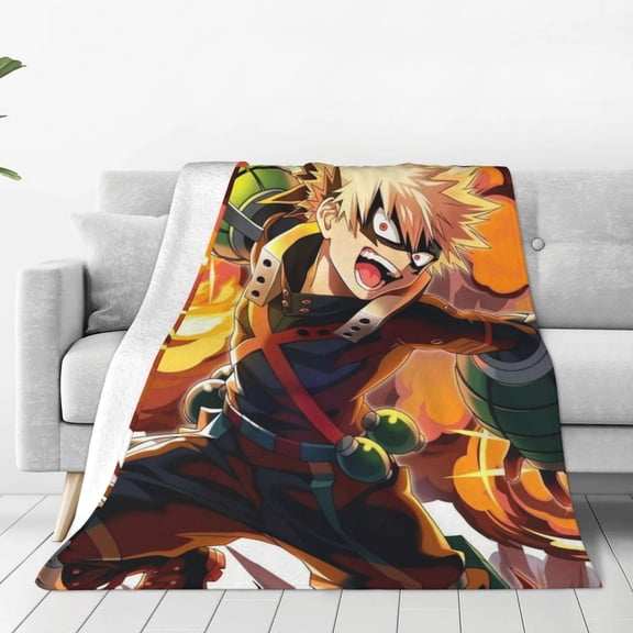 My Hero Academia Bakugo Katsuki Throw Blanket Couch Bed Sofa Soft Lightweight Warm Cozy Flannel Fleece Bed Blanket For Kids Adults Gift Multiple Sizes Available 40"X30"