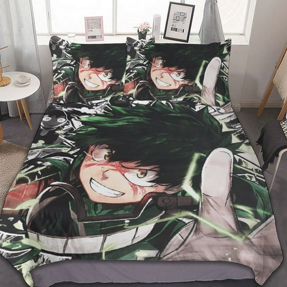 My Hero Academia Duvet Cover Set 3-Piece Bedding Set Soft Warm And Comfortable Soft Bed Set with 1 Duvet Cover And 2 Pillowcases for Bedroom All Season 90"x90"