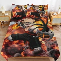 My Hero Academia Katsuki Bakugo Bed Duvet Cover Microfiber Bedding Sets 3D Printed Lightweight 3 Piece Comforter Sets, 1 Duvet Cover And 2 Pillow Shams for Kids Boys Girls 86"x70"