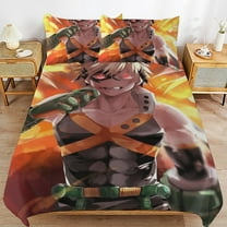 My Hero Academia Katsuki Bakugo Bed Duvet Cover Microfiber Bedding Sets 3D Printed Lightweight 3 Piece Comforter Sets, 1 Duvet Cover And 2 Pillow Shams for Kids Boys Girls 86"x70"