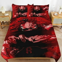 My Hero Academia Kirishima Eijirou Bed Duvet Cover Microfiber Bedding Sets 3D Printed Lightweight 3 Piece Comforter Sets, 1 Duvet Cover And 2 Pillow Shams for Kids Boys Girls 86"x70"
