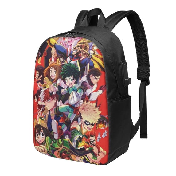 My Hero Academia Laptop Backpack, Anime Daypack Backpack For School College, Extra Large Travel Backpack, Computer Backpack With Usb Port, 17*12*6.5 Inch Book Bag