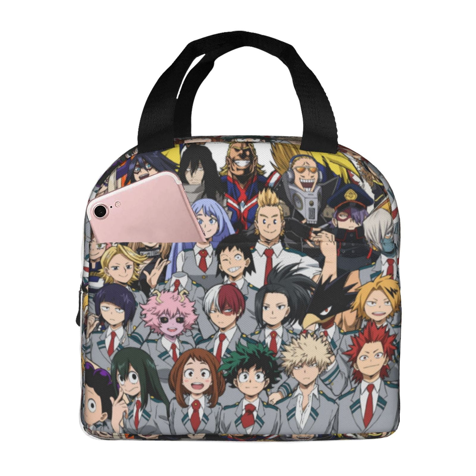 My Hero Academia Lunch Bag, Anime Lunch Box, Reusable Insulated Lunch Tote Bag For Office Work Pinic, Keep Food Fresh, Meal Handbag, 8.5*8*5 Inch