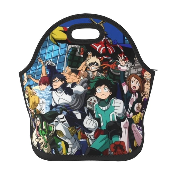 My Hero Academia Lunch Bag, Neoprene Lunch Bag, Reusable Insulated Lunch Box, Lunch Tote Bag, Cooler Thermal Meal Tote Kit For Office Work Picnic, Keep Food Warm/Cold
