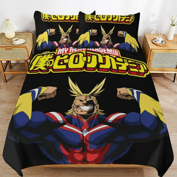 My Hero Academia All Might Bed Duvet Cover Microfiber Bedding Sets 3D Printed Lightweight 3 Piece Comforter Sets, 1 Duvet Cover And 2 Pillow Shams for Kids Boys Girls 86"x70"