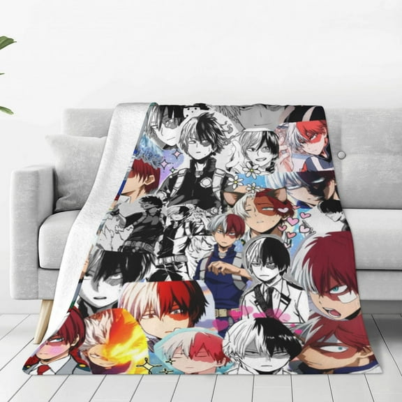My Hero Academia Shoto Todoroki Throw Blanket Couch Bed Sofa Soft Lightweight Warm Cozy Flannel Fleece Bed Blanket For Kids Adults Gift Multiple Sizes Available 60"X50"