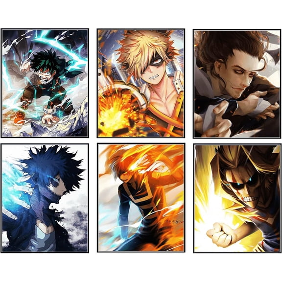 My Hero Academia Todoroki Shoto Poster Japanese Anime - teens Prints on Canvas painting Home Living give to boy party decorations Room gift room gifts Club Decor Set of 6 Unframed 8X10in