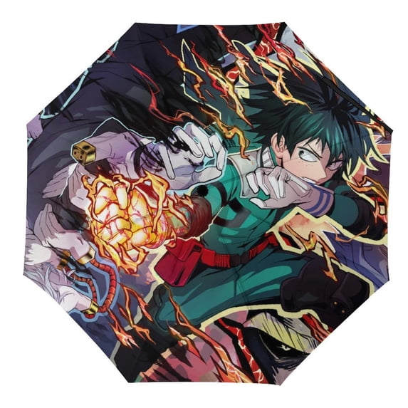 My Hero Academia Travel Essentials Umbrella Windproof Compact Collapsible Light, Automatic, Strong And Portable, Wind Resistant Folding Small Umbrella for Rain