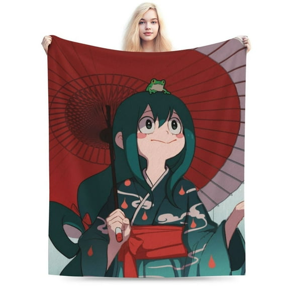 My Hero Academia Tsuyu Asui Bed Blanket Air Conditioner Quilt Ultra Soft Flannel Blanket All Season Fuzzy Blanket Reversible Fluffy Plush Blanket 60"X50"