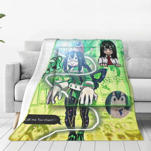 My Hero Academia Tsuyu Asui Throw Blanket Couch Bed Sofa Soft Lightweight Warm Cozy Flannel Fleece Bed Blanket For Kids Adults Gift Multiple Sizes Available 40"X30"