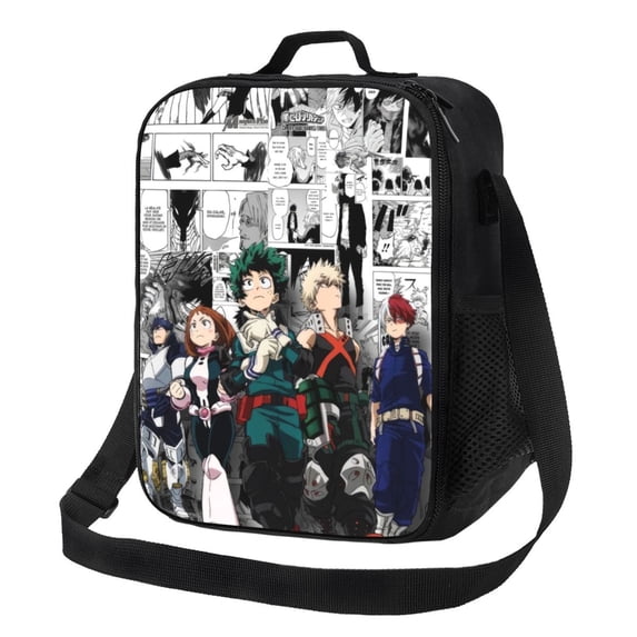 My Hero Academy Lunch Bag Anime Lunch Tote Bag Reusable Insulated Lunch Box Portable Lunch Bento Box For College Work Office Picnic 10.5*8*4.5 Inch