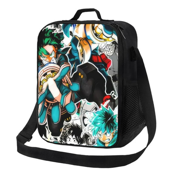 My Hero Academy Lunch Bag Anime Lunch Tote Bag Reusable Insulated Lunch Box Portable Lunch Bento Box For College Work Office Picnic 10.5*8*4.5 Inch