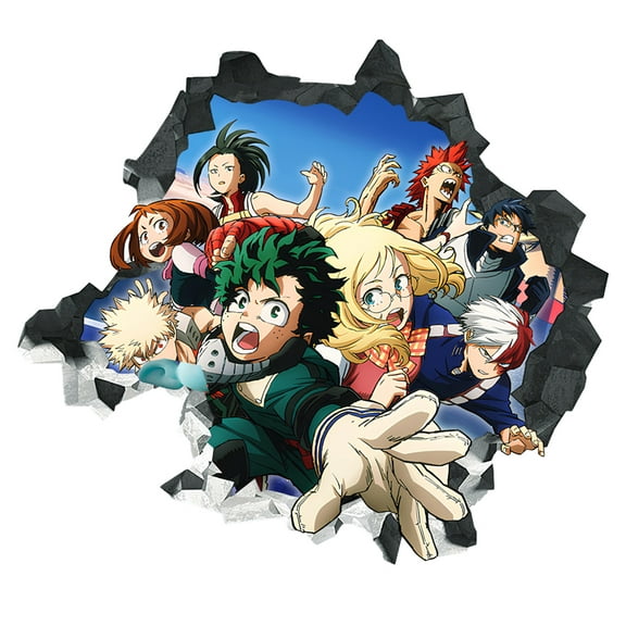 My Hero Academy Wall Sticker For Bedroom Living Room Nursery Party Decorations Anime Cartoon Background Self-Adhesive Wall Decor Baby Boy Girl Kids Room Wall Mural Decor Poster Gift