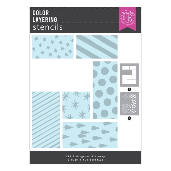 Hero Arts Gorgeous Giftwrap Layering Stencils-Best Gift Ever