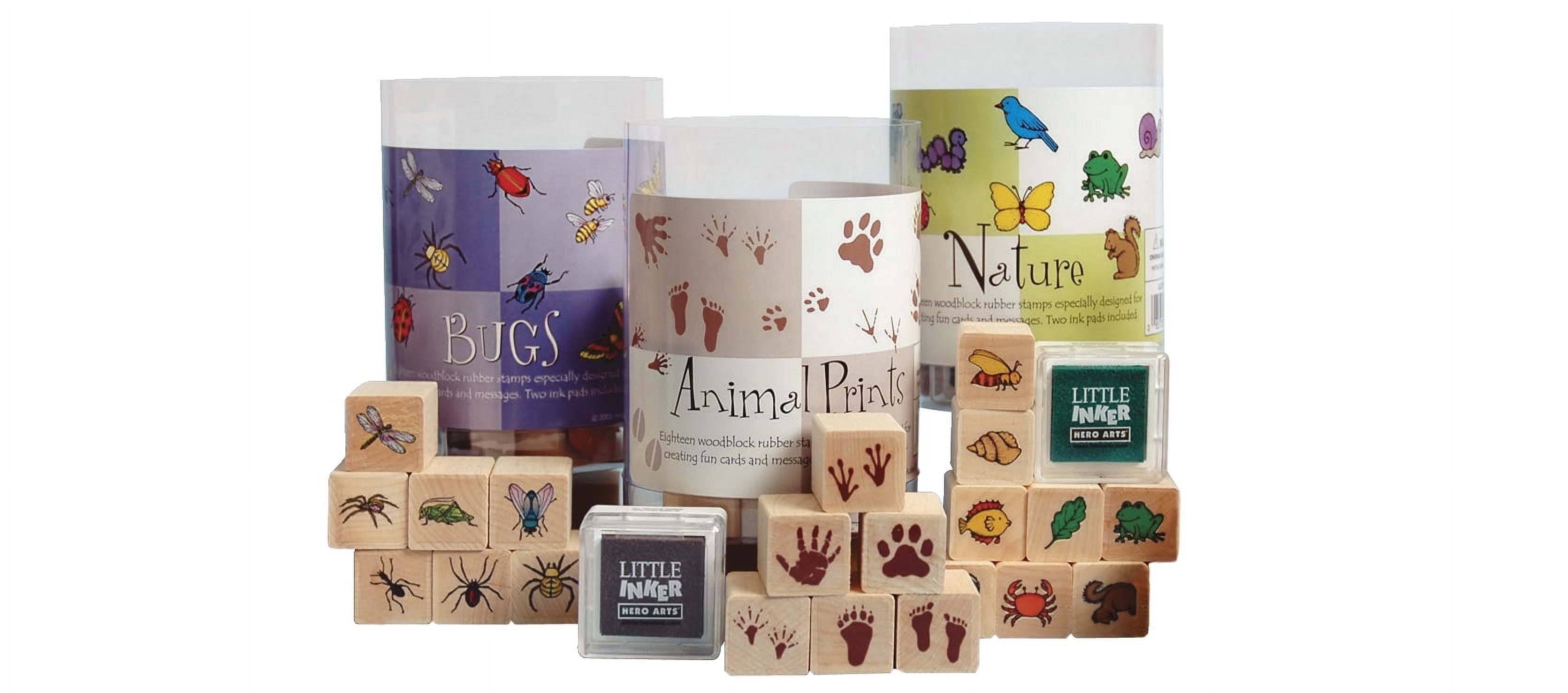 Hero Arts Ink N Stamp Nature Mix Stamp Set with Stamp Pads, 1 X 1 in, Assorted Bright Color, Set of 20