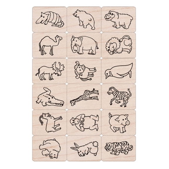 Hero Arts Ink 'n' Stamp Fun Animals Stamps Set of 18 (HOALL411)
