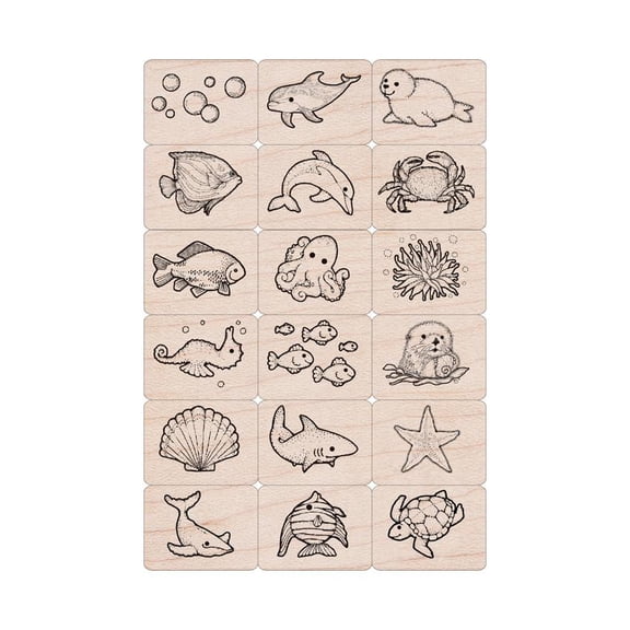 Hero Arts LL389 Ink 'n' Stamp Woodblock Stamps, Sea Life