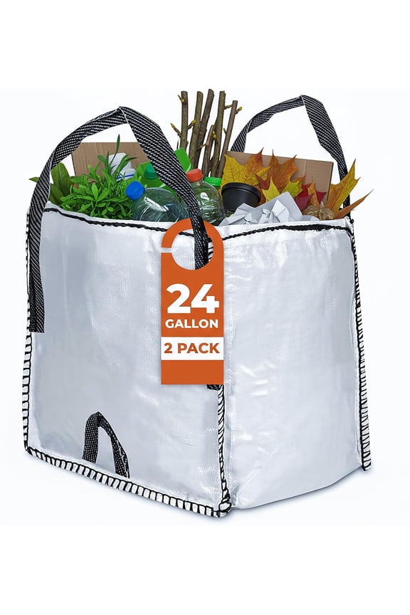 Hero Bag 2-Pack Reusable Yard Waste Bags 90L (23 Gal) 17.5x17.5x17.5"  Heavy Duty 1,100+ lb Debris Bags with 4 Loops for Landscaping, Construction Cleanup & Home Remodeling Mini FIBC Bulk Bags
