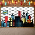 thumbnail image 1 of Hero Banner Colorful Design City Night Banner Party Backdrop for Birthday Party Baby Shower Photography Background, 1 of 9