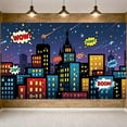 thumbnail image 1 of Hero Banner Colorful Design City Night Banner Party Backdrop for Birthday Party Baby Shower Photography Background, 1 of 9