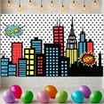 thumbnail image 1 of Hero Banner Colorful Design City Night Banner Party Backdrop for Birthday Party Baby Shower Photography Background, 1 of 9