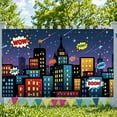 thumbnail image 1 of Hero Banner Colorful Design City Night Banner Party Backdrop for Birthday Party Baby Shower Photography Background, 1 of 9