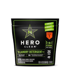 Hero Clean 5-in-1 Laundry Detergent Pacs, 25 Count