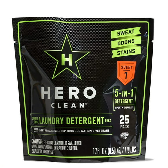 Hero Clean Laundry Detergent Pacs, Scent 1, 25-Count per Pack