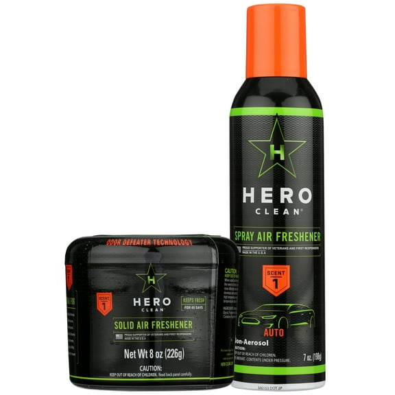 Hero Clean Odor Eliminating Spray and Solid Air Freshener, Scent 1, Spray and Solid Air Freshener Bundle