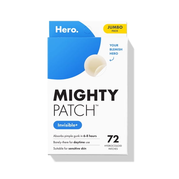Hero Cosmetics Mighty Patch Invisible, Daytime Hydrocolloid Acne Pimple Patch, 72 Count