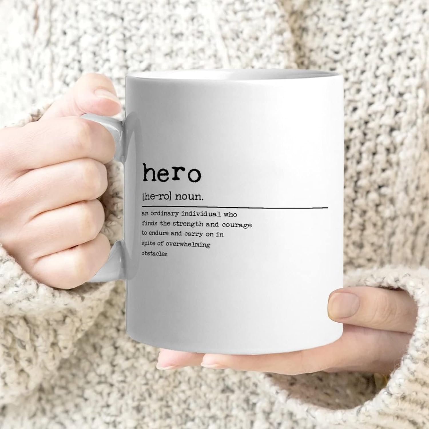 Hero Definition Dictionary Word Meaning White Ceramic Coffee Mug 11oz