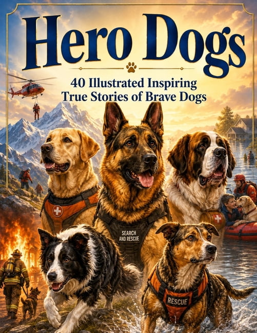 Hero Dogs: 40 Illustrated Inspiring True Stories of Brave Dogs, (Paperback)