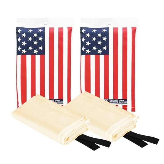 Hero Fire Blanket - 2 Pack - Fire Suppression Blanket for Kitchen, Fiberglass Fire Blanket