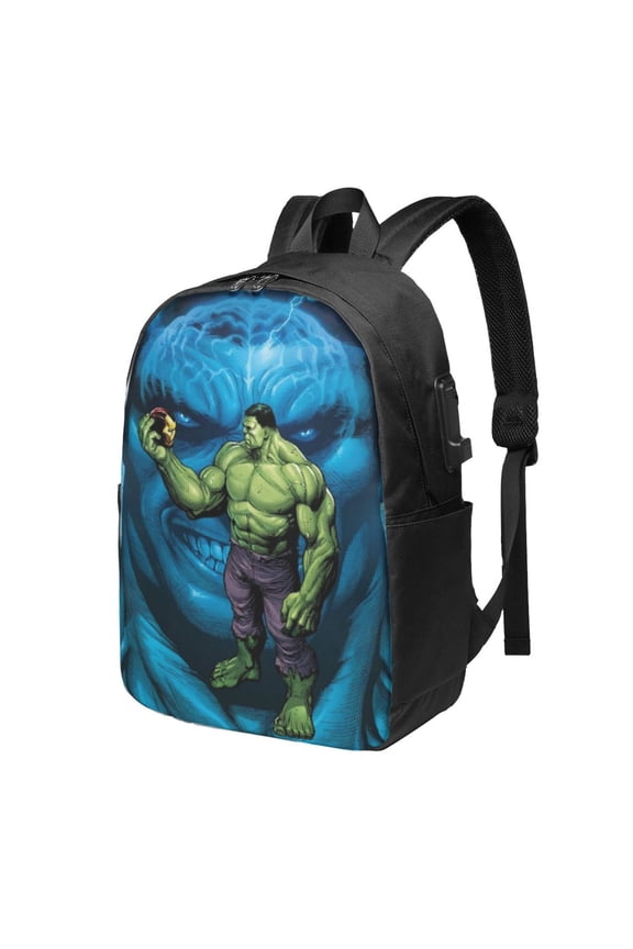 Hero Hulk Backpack For Men Women Teen , Water Resistant Casual Daypack Fits Laptop With Usb Charging Port,17 In Bookbag For Travel,School,Hiking,Gift
