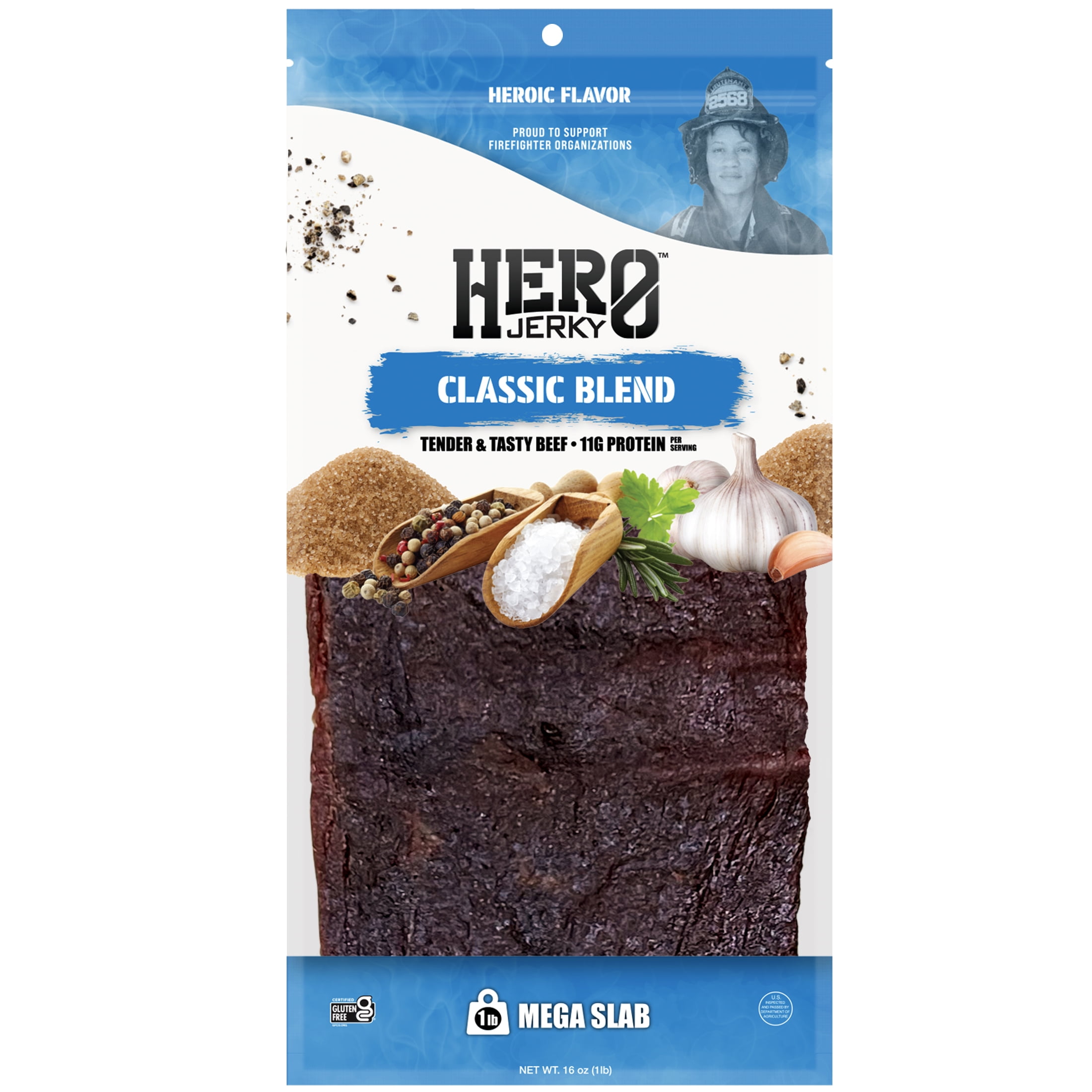 Hero Jerky Classic Mega Beef Jerky Slab Naturally Smoked, GlutenFree