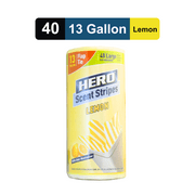 Hero Kitchen Trash Bags, 13 Gallon, 40 Bags (Lemon Scent), Odor Neutralizer, Flap Ties, Yellow/White