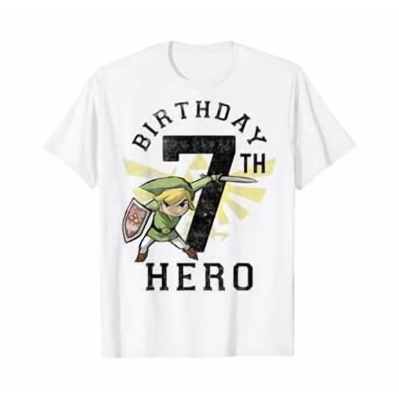 Hero Link 7Th Birthday Triforce Logo Gamer T-Shirt