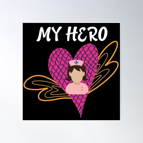 My Hero Nurse Doctor First Responder Stethoscope Groovy Love Healthcare Worker, Medical Assistant Or Healthcare Worker Poster Wall Art, Modern Wall Decor, 30x30 UNFRAMED