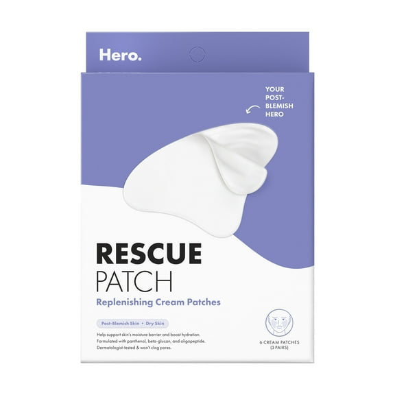 Hero Cosmetics Rescue Patch, Cream Patch for Moisturizing Post-Blemish Dryness, 6 count