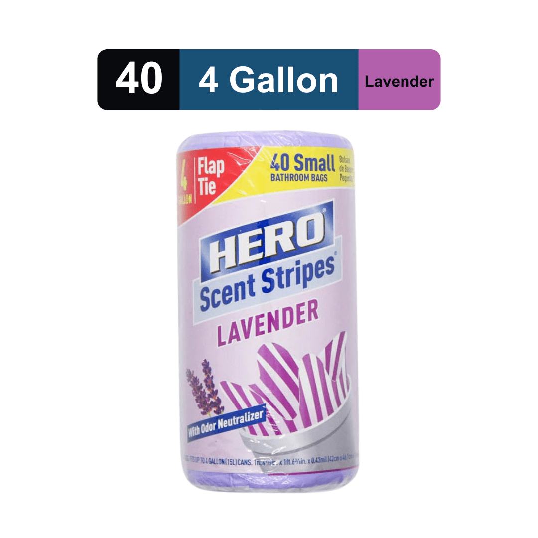 Lavender Scented Small Trash Bags with Flap Tie, 4 Gallon